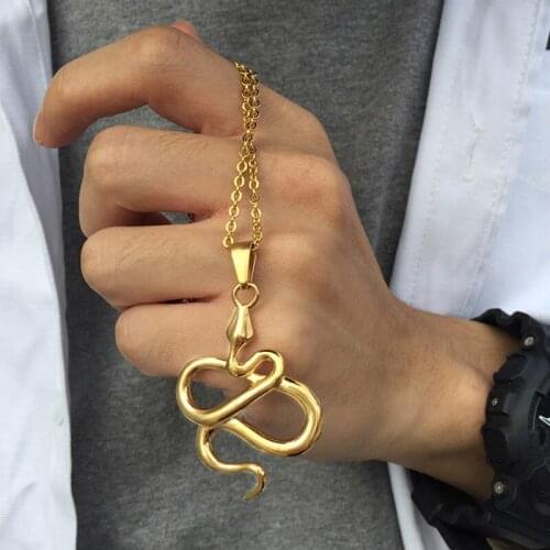 Fashion Animal Snake Pendant Necklace for Men Gothic Accessories Link Chain Necklaces Charms Jewelry