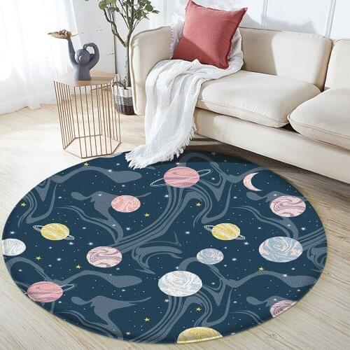 Fashion Children Carpet Dropshipping Non-Slip Children Safety Flannel Carpet Alien Baby Carpet Mat Baby Print Planet Play Hand