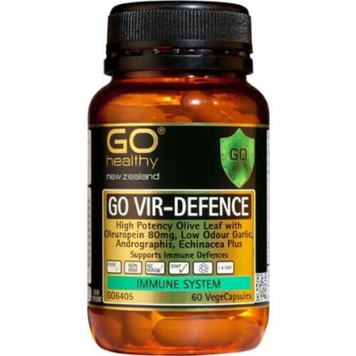 New Zealand Go Healthy VIR-DEFENCE Immune System Olive Leaf Support Recovery from Winter Ills & Chills Cold Flu Immune Health