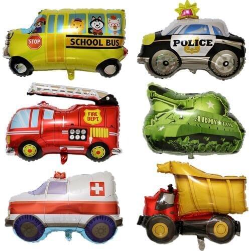 The News Kids Gift Tank Ambulance Bus Fire Truck Birthday Party Decoration Holiday Cartoon Aluminium Foil Balloon