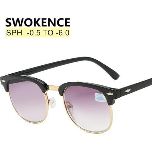 SWOKENCE Prescription Sunglasses With Diopter SPH -0.5 -1.0 TO -5.5 -6.0 Men Women Fashion Myopia Spectacles Nearsighted F112