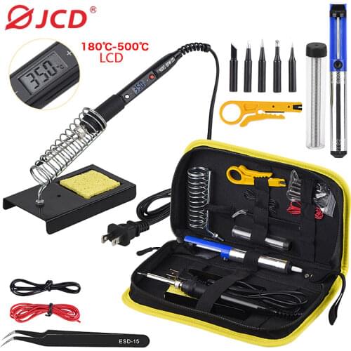JCD Adjustable Temperature LCD Soldering iron kit 110V 220V 80W Solder welding tools soldering tips wire Desoldering Pump Heater