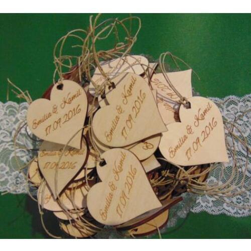 Personalized sweet heart Wooden wedding thank you gift favor hang tags engagement bridal shower party favors invitation labels