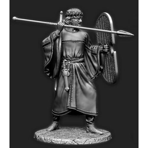 1/32 ancient man warrior stand with shield Resin figure Model kits Miniature gk Unassembly Unpainted