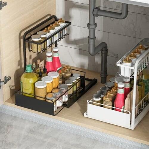 Kitchen Bathroom Shelf Spice Sundries Storage Rack Sink Under The Sink Drawer