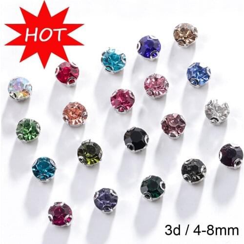 Sell At Loss Top Quality 4-8mm Silver Claw Sew On Rhinestones Clear Crystal Color Silver Base Sewing Stone DIY Decoration