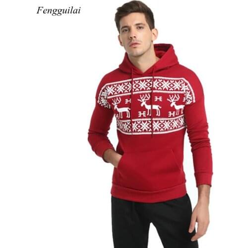 Fashion Christmas Snowflower Prints Pullover Winter Sweater Men Black Sweater Mens Elk Hood Kerst Trui Mannen Women