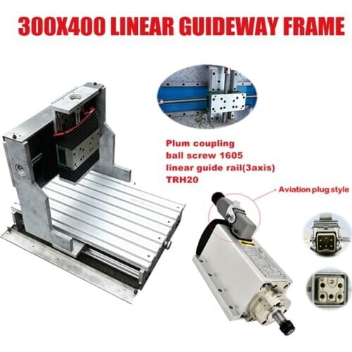 DIY cnc 300x400mm linear guideway frame 3040 with air cooling spindle 800w 1.5kw 3kw 4kw for cnc metal router milling machine