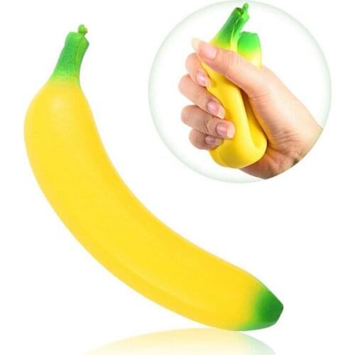 Cute Banana Squishy Super Slow Rising Jumbo Simulation Fruit Phone Straps Soft Cream Scented Bread Cake Kid Toy Gift 19*4CM