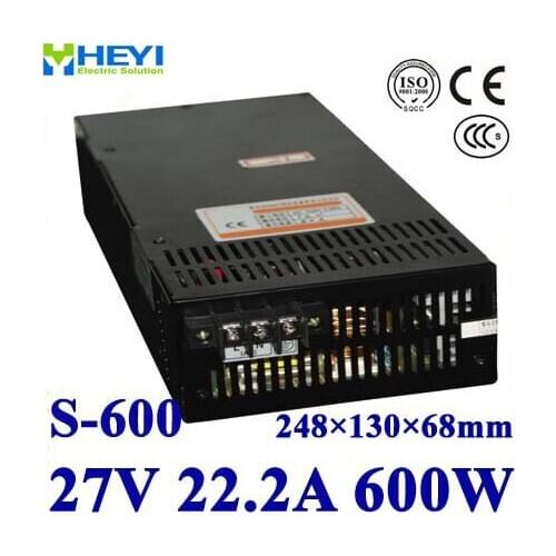LED power supply 27V 22.2A 100~120V/200~240V AC input single output switching power supply 600W 27V transformer