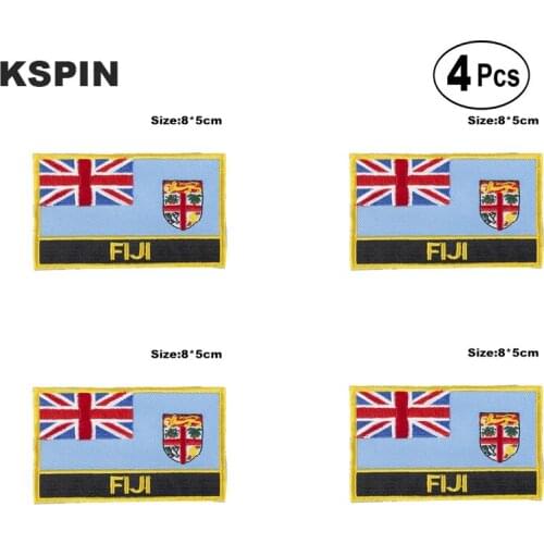 Fiji Rectangular Shape Flag Iron on Saw on Patches Embroidered Flag Patches National Flag Patches for Clothing