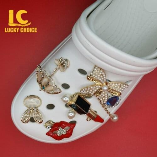 1pc Shoes Charms for Croc Charms Designer Charms Bling Rhinestone Gift for Clog Decaration Metal Bear Love Butterfly Accessories