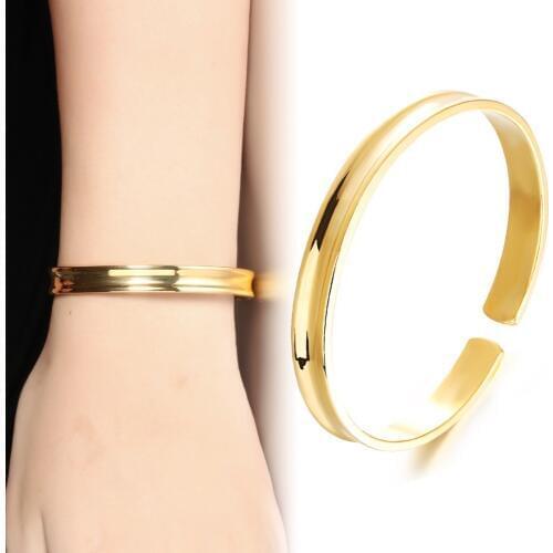 Women Bangles Gold color Girls Fashion Jewelry Metal bracelets Concave Top Workmanship allergy free