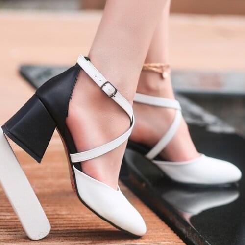 Tonar Londa White Skin Black Heels Women Shoes Spring Summer Elegant Style Casual Cool Casual New Season Daily