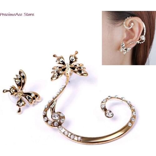 1PC 2021 fashion Butterfly Ear Wrap Cuff Clip on Earring for Women Elegant Wedding Party Gathering Jewerly