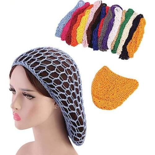 1pc Wide Band Mesh Snood Hair Net Headbands Lady Turban Hair Accessories Women Soft Rayon Crochet Hairnet Oversize Knit Hat Cap