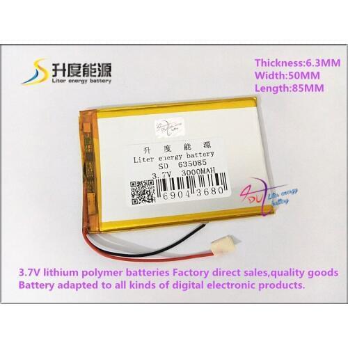 3.7V 3000mAH 635085 polymer lithium ion / Li-ion battery for tablet pc POWER BANK GPS e-book speaker