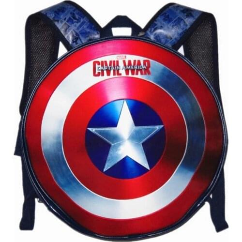 43cm Disney Marvel Captain America Avengers Shield PU Backpack Bag For Students