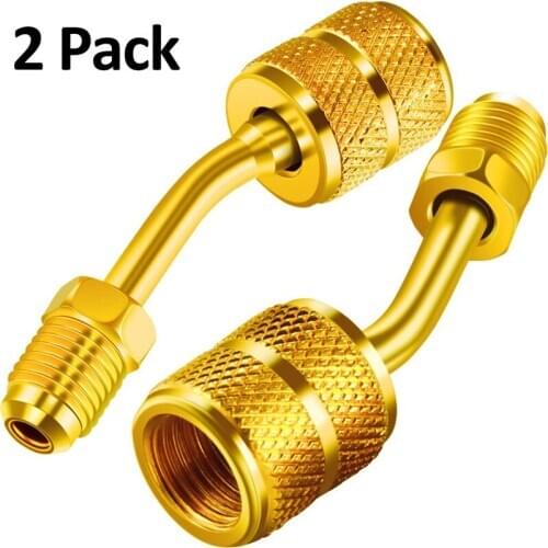2PCS R410A Adapter Charging Vacuum Port Adaptor Brass Converter for Mini Split System Air Conditioner HVAC Refrigeration Service