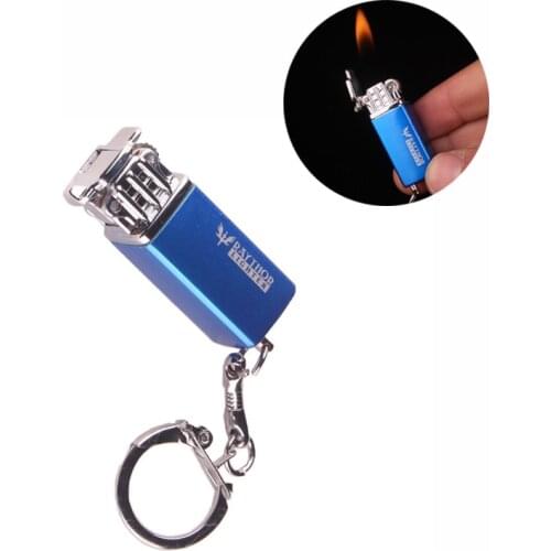 Keychain Cigar-Lighter Butane Gas Creative Mini lighter Inflated Metal Pendant Cigarette Lighter Gift Key Chains