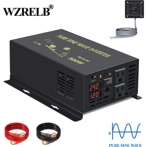 Pure Sine Wave Inverter 500W Solar Power Inverter Generator Battery 12V/24V/48V/96V/110V DC to AC 120V/220V/240V Wired Control