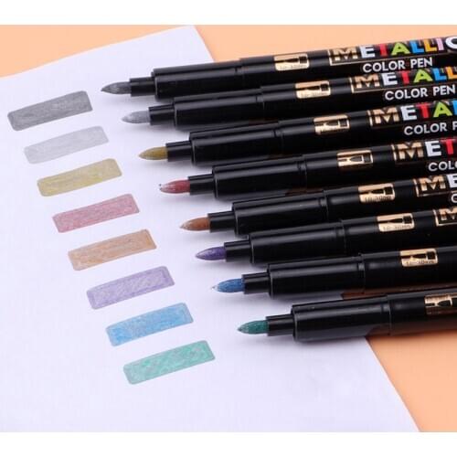 8Pc set Metal Markers Pens Fabric Permanent Paint DIY Metalic Marker Pens Sharpie Craftwork Pen Art Supplies