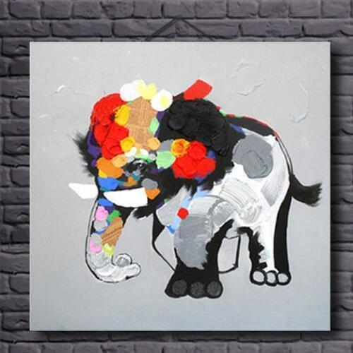 Hand-Painted Oil Paintings Animal Modern Wall Art Elephant Oil Painting On Canvas For Home Decoration Modern Painting Unframed