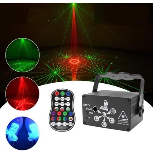 Mini Laser Projector UV Party Light Sound Remote Control DV 5V USB Stage Lighting Effect Star Lazer Strobe Lamp For Disco Home