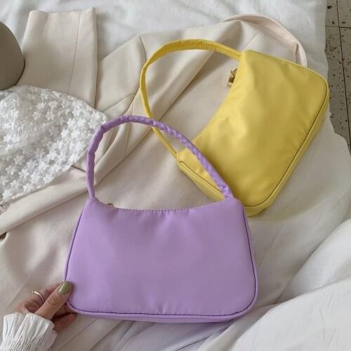 Fashion Exquisite Shopping Bag Simple Nylon Women Simple Underarm Shoulder Bag Purse Small Lady Solid Travel Handbags