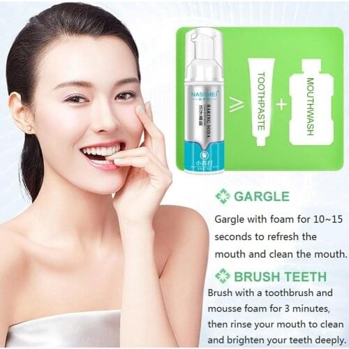 60ml Push-type clean teeth mousse whitening teeth remove stains mousse fresh breath foam toothpaste