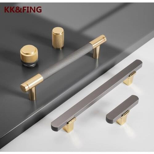 KK&FING New Embossed Aluminum Black Gold Handles Light luxury Wardrobe Door Pulls Furniture Cabinet Door Drawer Knobs