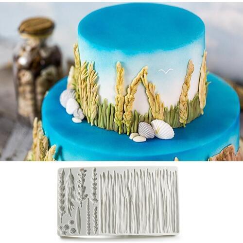New Leaf Wheat Ears Grass Cake Wall Liquid Silicone Mold Sen Chocolate Chocolate Fondant Cake Decoration Mold WMJ-912