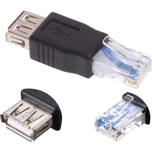 USB 2.0 Female to RJ45 Male Adapter Transfer Cable Crystal Head Network Cable Connector USB AF/8P RJ45