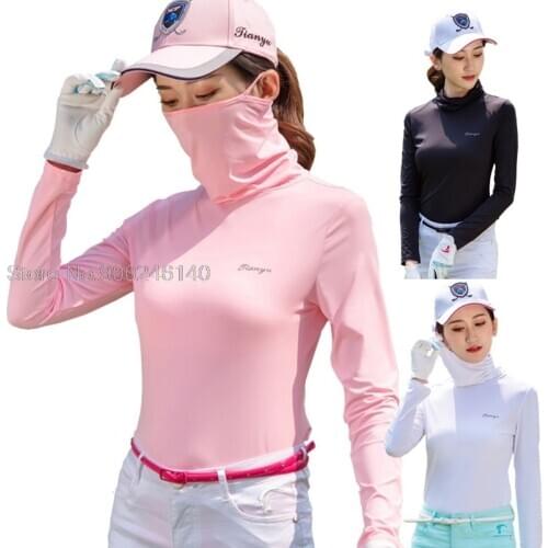 Pgm Womens Anti-Uv Shirts Long Sleeve Tops Summer Sunscreen Golf Underwear Outdoor Sports Apparel Ice Silk Cool Bottoming