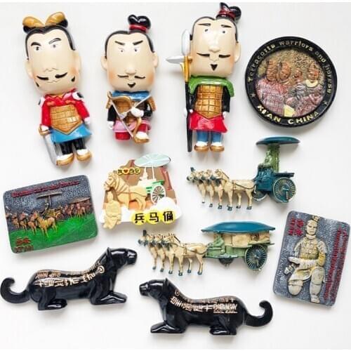 Hand-made painted Terracotta Figures 3D Fridge Magnet Travel Souvenir Refrigerator Magnetic Stickers Gifts