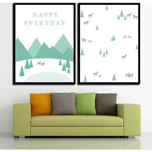 Happy Everyday Mountain Goat Modern Canvas Painting Nordic Print Wall Pictures for Bedroom Livingroom B5008