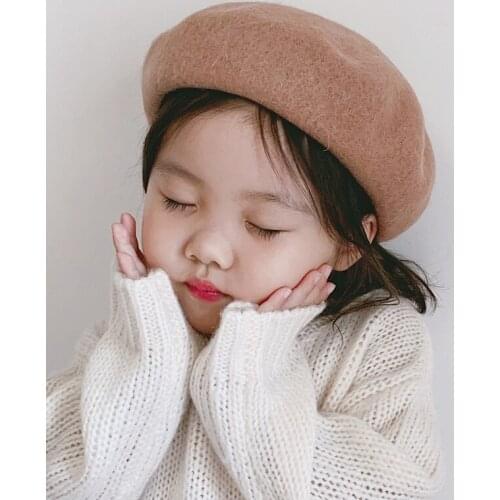 Autumn Winter Fashion Kids Beret Hat Fashion Candy Colors Children Cap Solid Color Warm Kids Girl Party Hat