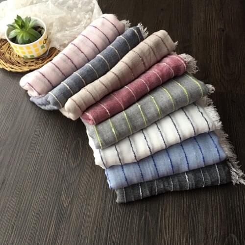 2016 Women Solid Color Stripe Pattern Lurex Scarf Soft Viscose Scarf 8Colors 10pcs/lot