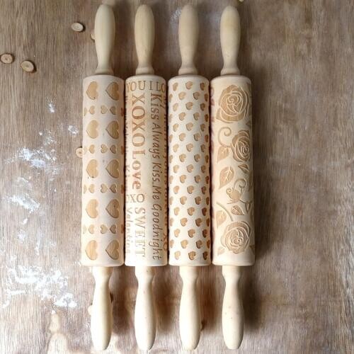 Cute Animal Wood Embossing Rolling Pin for DIY Baking Cookies Noodle Biscuit Fondant Cake Dough Engraved Roller Dropshipping