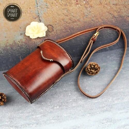 Handmade Small Barrel Handbag Shoulder Strap Crossbody Bag For Women Craft Sewing Genuine Real Leather Box sac a main femme mini