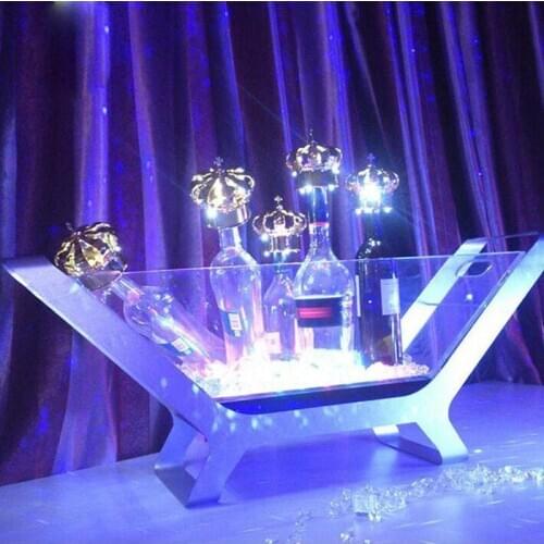 LED Luminous Beer Wine Bottle Holder Rechargeable Ice Bucket 6/12 Bottled Champagne Boat Shaped wine coolers bar party supply