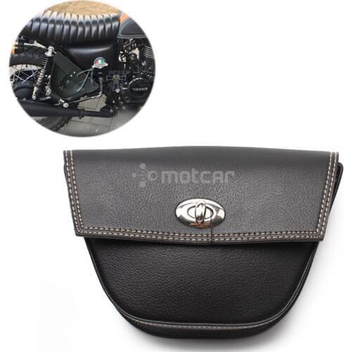 Universal For Harley Kawasaki Honda Suzuki Cafe Racer ATV Motorcycle Black PU Leather Tool Bag Saddle Bags