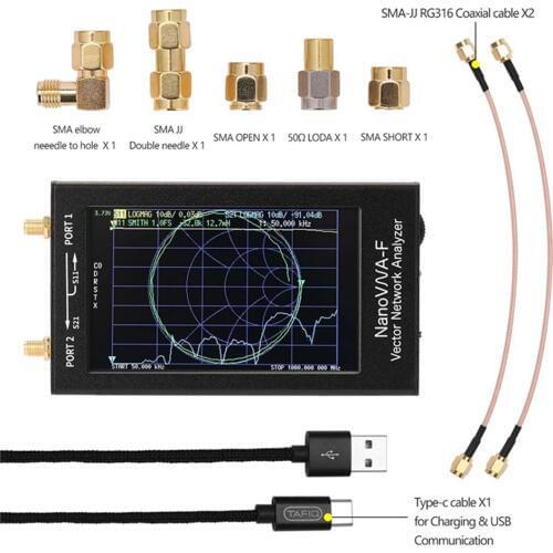 4.3 inch IPS Professional LCD NanoVNA-F Vector Network Analyzer SWR Meter 50 KHz-1000 MHz MF HF VHF Handheld Antenna Analyzer