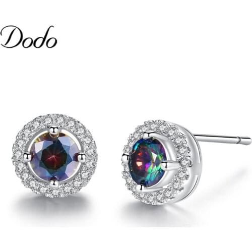 Vintage Mystic Female Rainbow Opal Stud Earrings Shining Elegant Lovely Gem Earrings for Women Wedding Jewelry Brincos Gifts E78