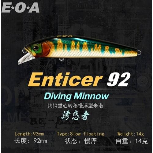 New EOA Enticer92 Slow Floating Fishing Lure 92mm/14g Diving Minnow Isca Artificial Long Shot High Quality Wobbler Esfishing