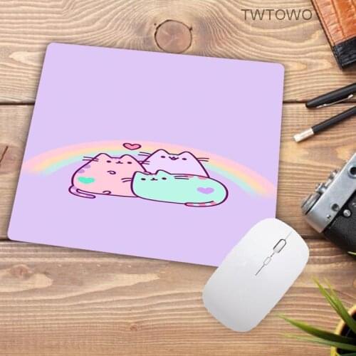 Funny cat rubber mouse pad cute cartoon Small size rectangular simple and durable non-slip mouse pad rubber