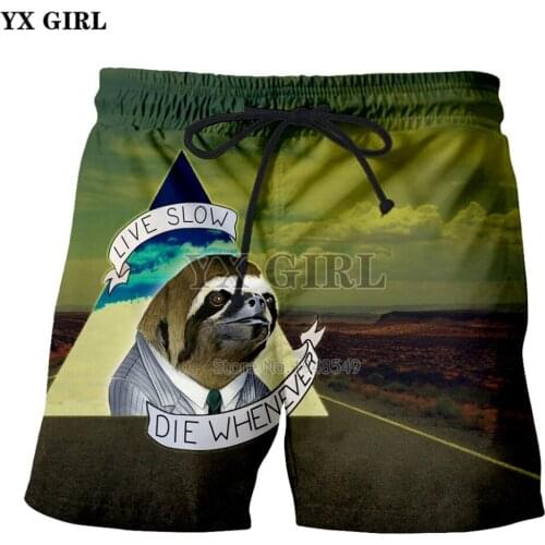 YX GIRL Drop shipping 2018 summer new Fashion Shorts animal sloth Highway landscape Print Men/Women Casual shorts