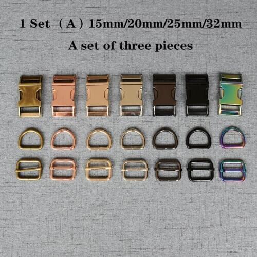 1 Set 15mm/20mm/25mm/32mm Metal D Ring Adjustable Release Buckle Webbing Tactical Belt Safety Strong Hooks Clips DIY Luggage