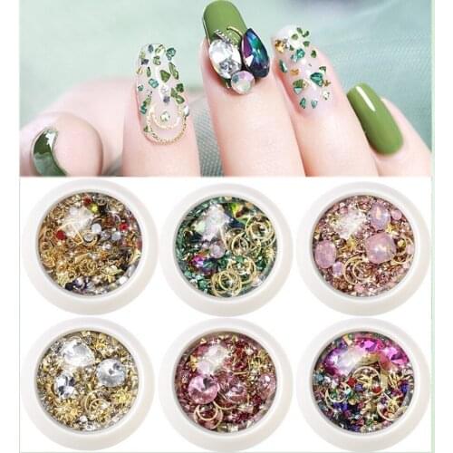 1Pc Colorful 3D Rhinestones Nail Art Design Crystal Gems Stones Ornaments Gold Stud Gel Polish Nail Supply For Manicure Tips