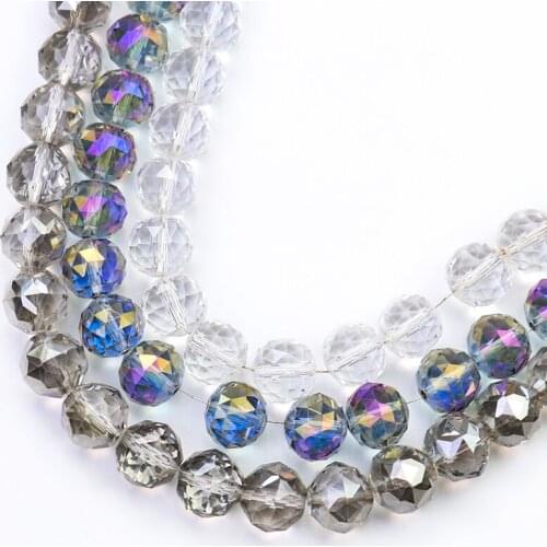 10pcs 14mm 96 Faceted Round Beads Glass Crystal AB Color Loose Bead Home Ornament Necklace Bracelet DIY Making Jewelry Accessory